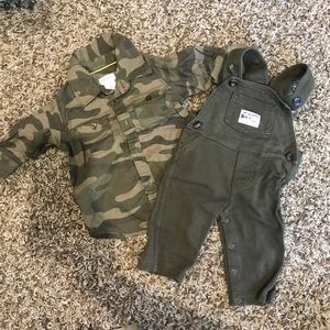 Baby boy 3 month button up and overalls